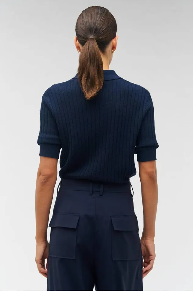 Oroton Knitwear Women Stitch Rib Polo North Sea