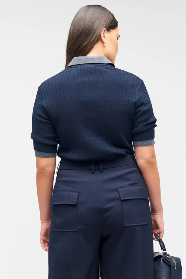 Oroton Knitwear Women Stitch Rib Polo North Sea