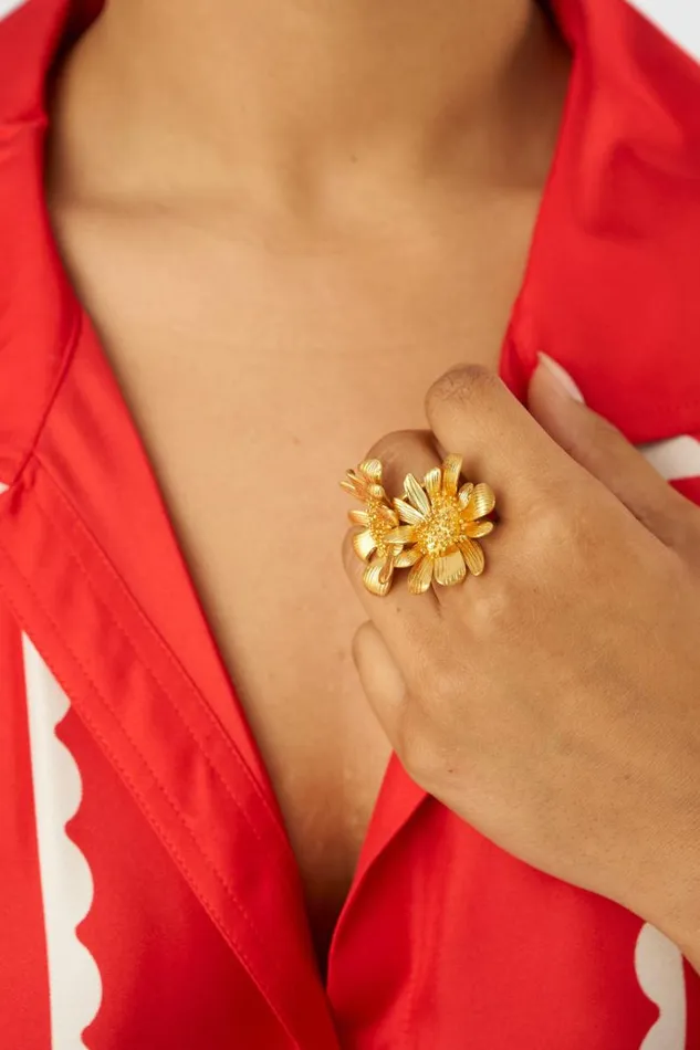 Oroton Rings Jewellery Peony Ring Worn Gold