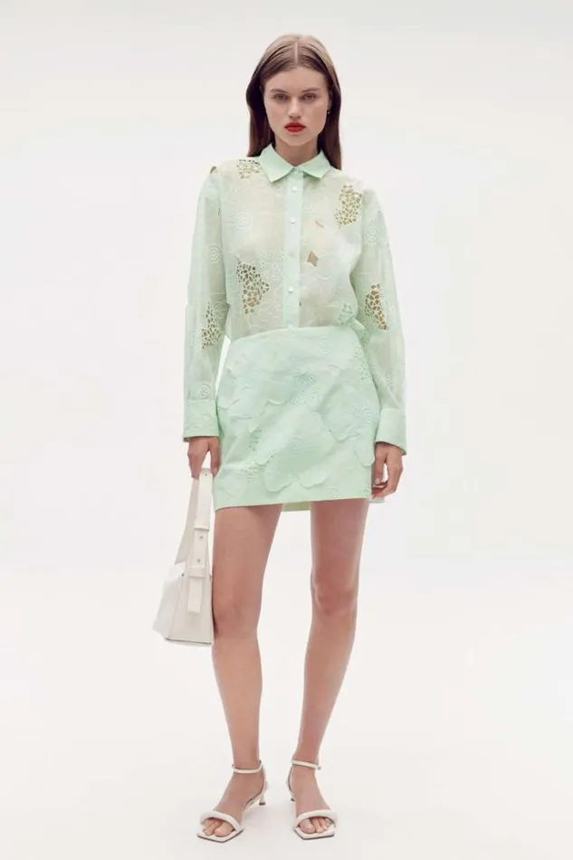 Oroton Skirts Women Lace Mini Skirt Sea Spray