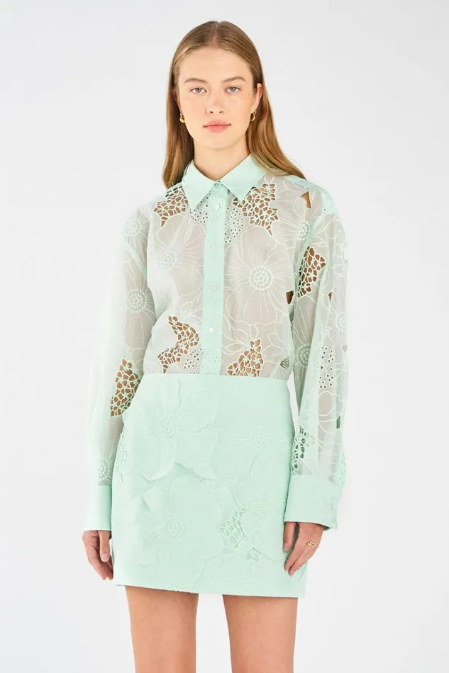Oroton Skirts Women Lace Mini Skirt Sea Spray