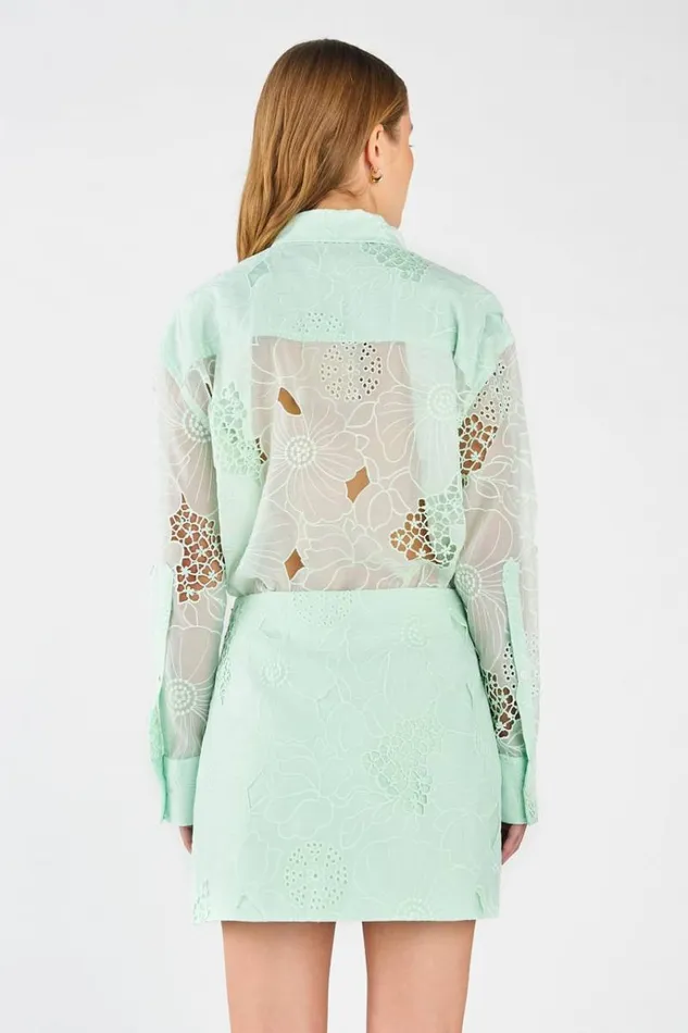 Oroton Skirts Women Lace Mini Skirt Sea Spray