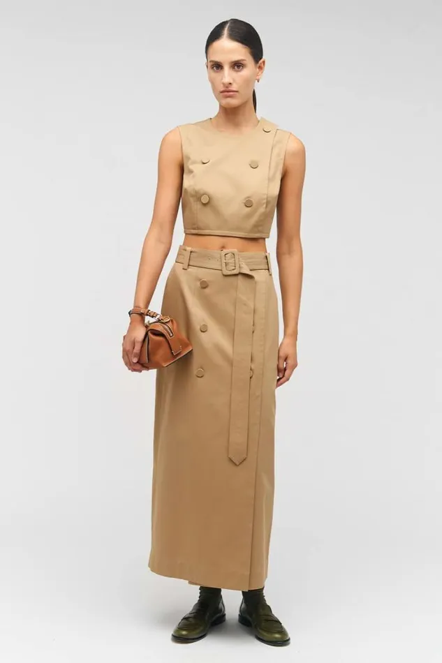 Oroton Skirts Women Wrap Utility Skirt Dark Camel