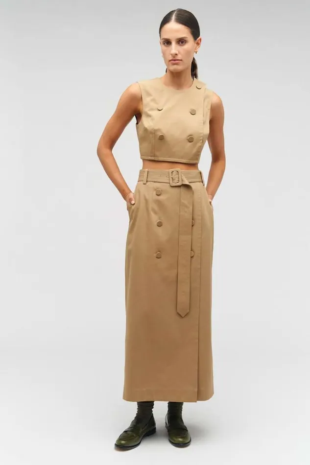 Oroton Skirts Women Wrap Utility Skirt Dark Camel