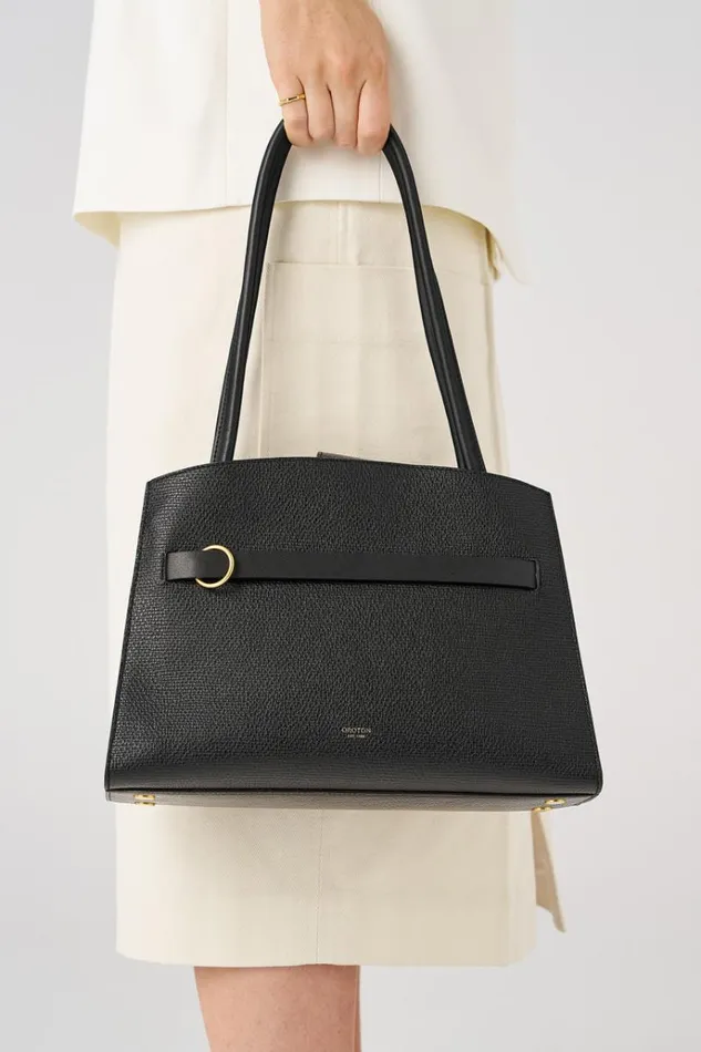 Oroton Work Women Audrey Small Three Pocket Day Bag Black