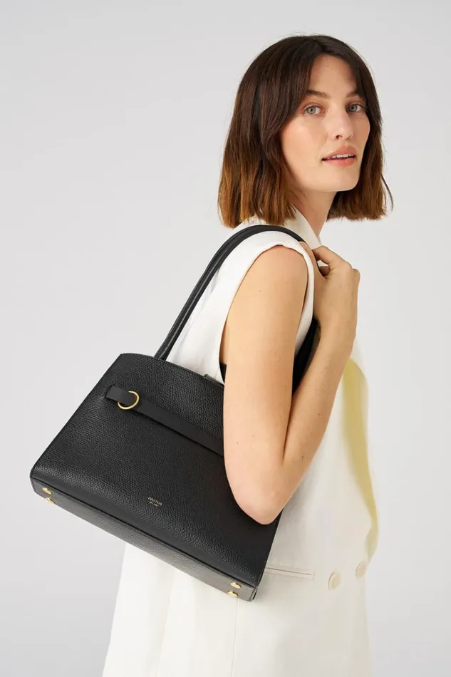 Oroton Work Women Audrey Small Three Pocket Day Bag Black