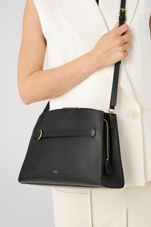 Oroton Work Women Audrey Small Three Pocket Day Bag Black