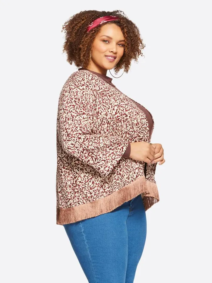 Outerwear Clothing Jessica Simpson Anya Cropped Duster In Camo Leopard