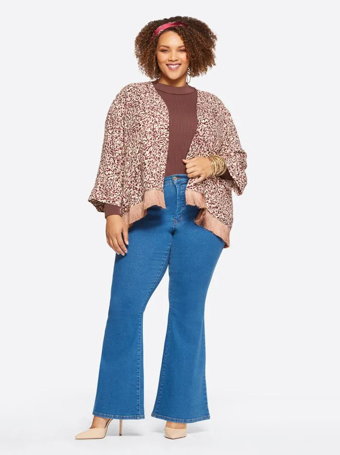 Outerwear Clothing Jessica Simpson Anya Cropped Duster In Camo Leopard