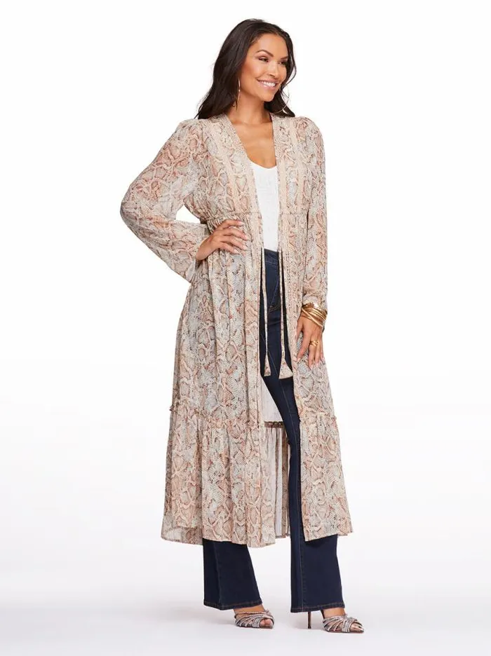 Outerwear Clothing Jessica Simpson Marilyn Duster In Shadow Snake