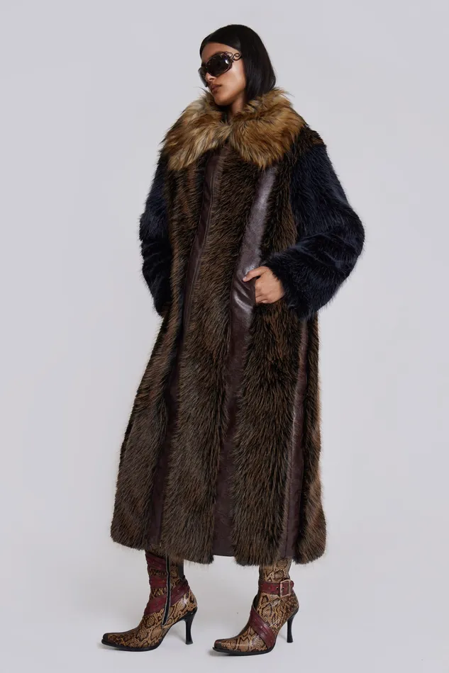 Outerwear Women Shop Agyness Faux Fur Coat Jaded London