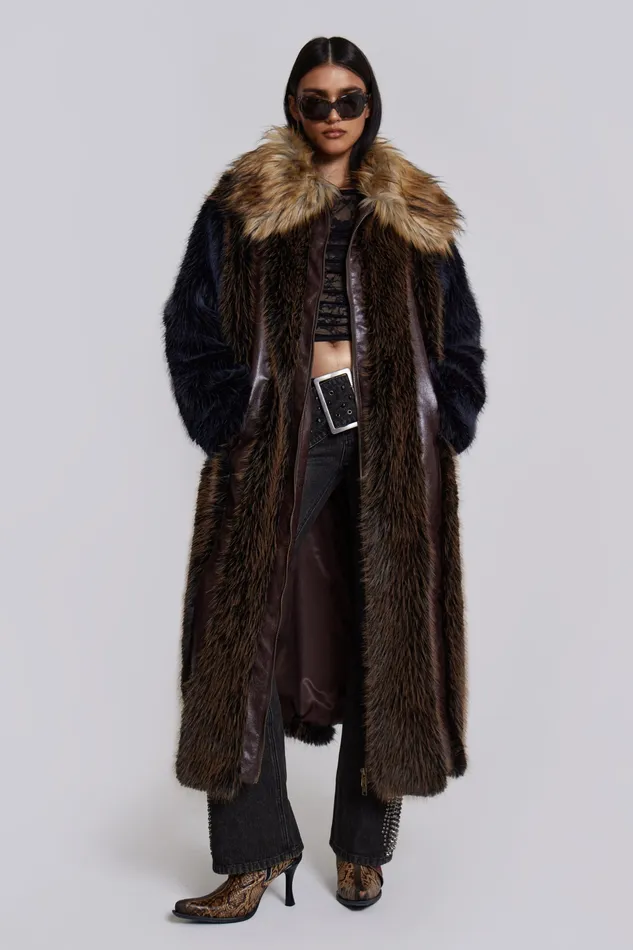 Outerwear Women Shop Agyness Faux Fur Coat Jaded London
