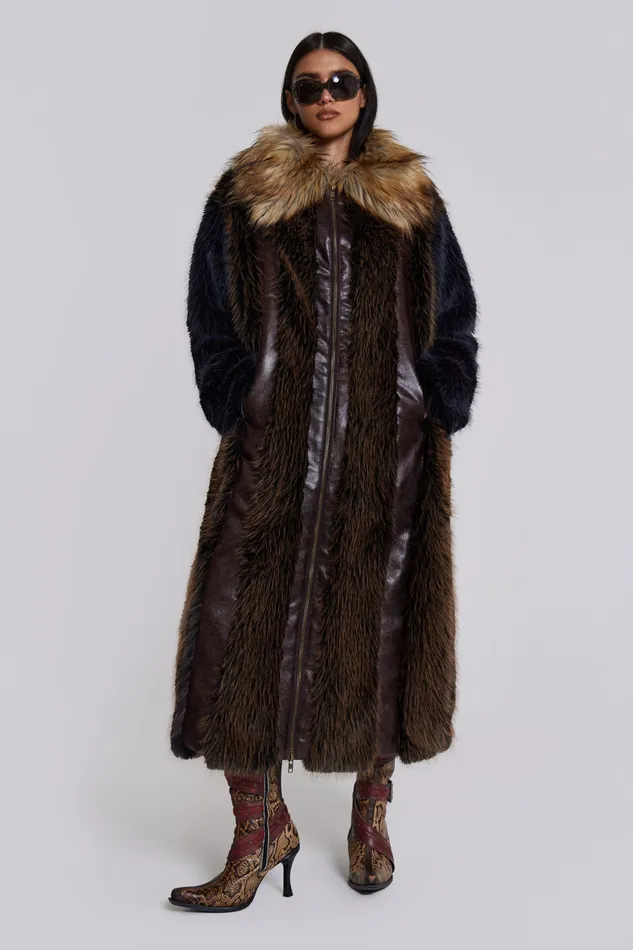 Outerwear Women Shop Agyness Faux Fur Coat Jaded London
