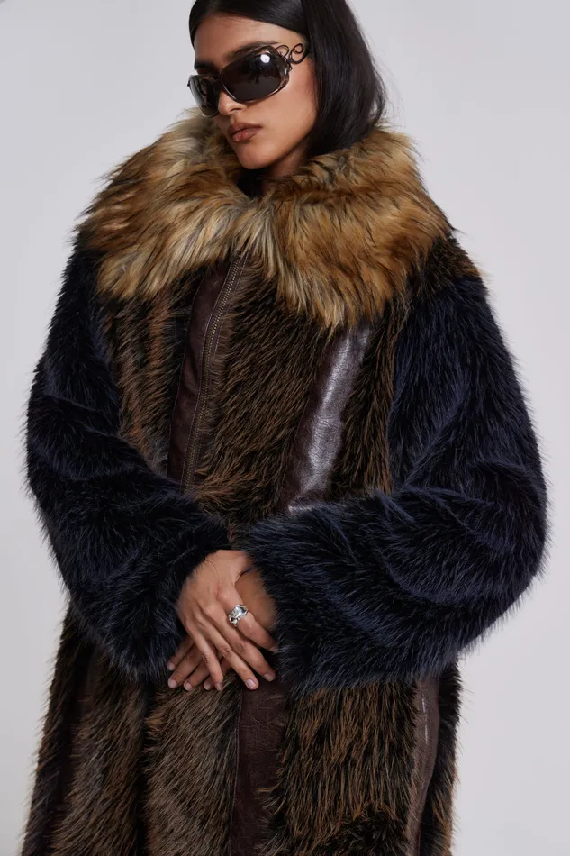 Outerwear Women Shop Agyness Faux Fur Coat Jaded London