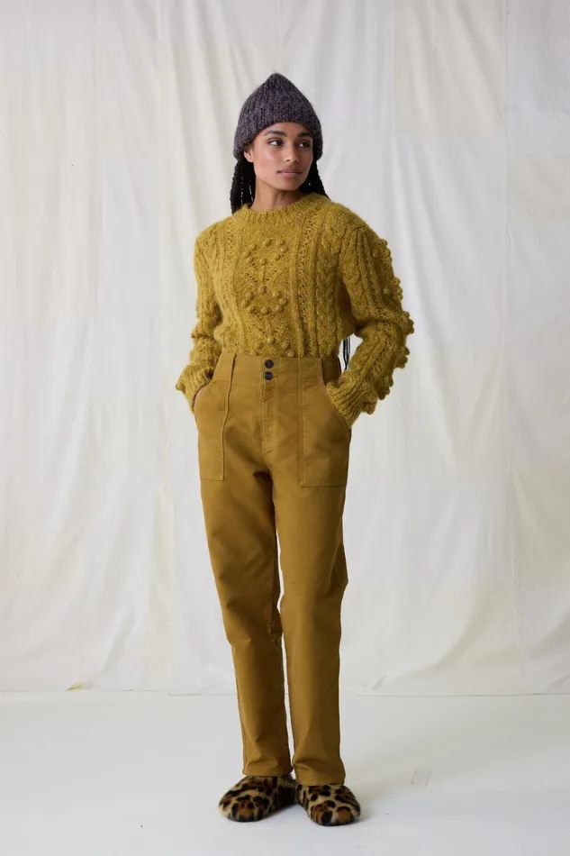 Pants and Jeans Women Leon and Harper Past Plain Trousers Mustard