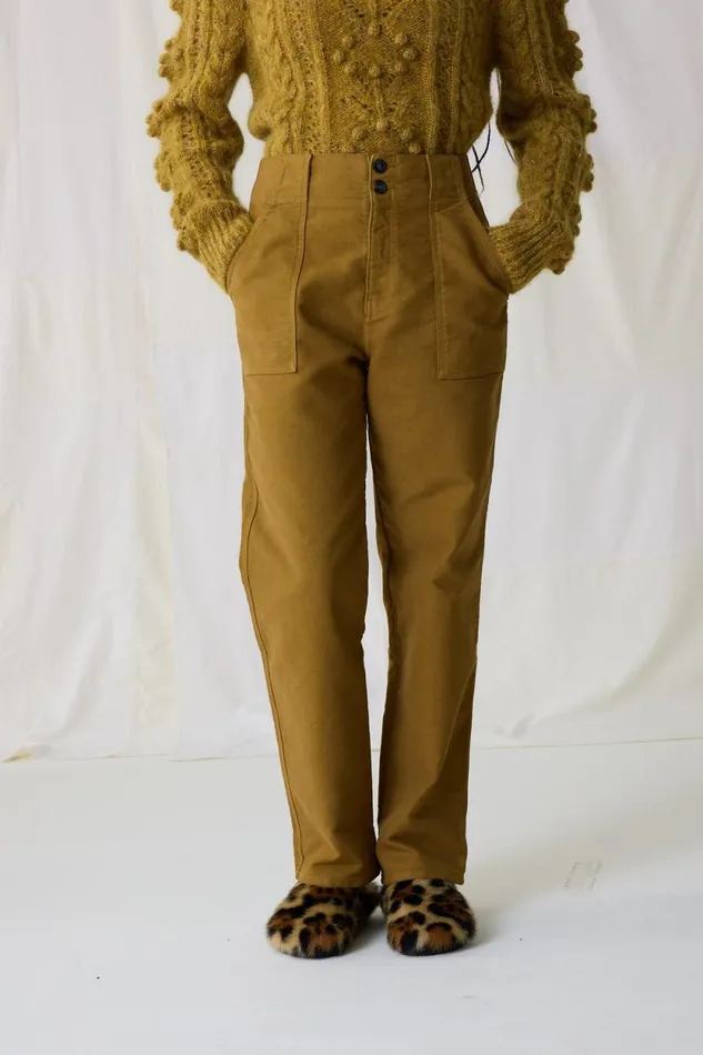 Pants and Jeans Women Leon and Harper Past Plain Trousers Mustard