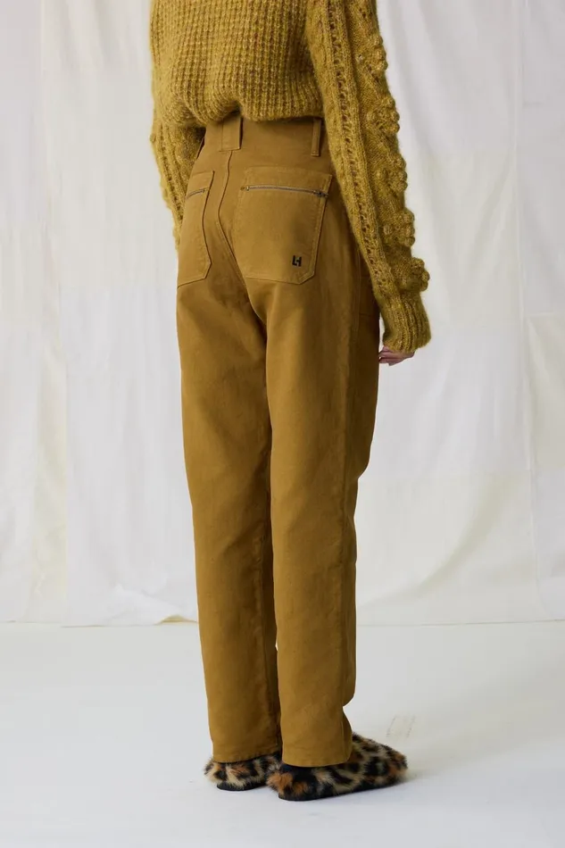 Pants and Jeans Women Leon and Harper Past Plain Trousers Mustard