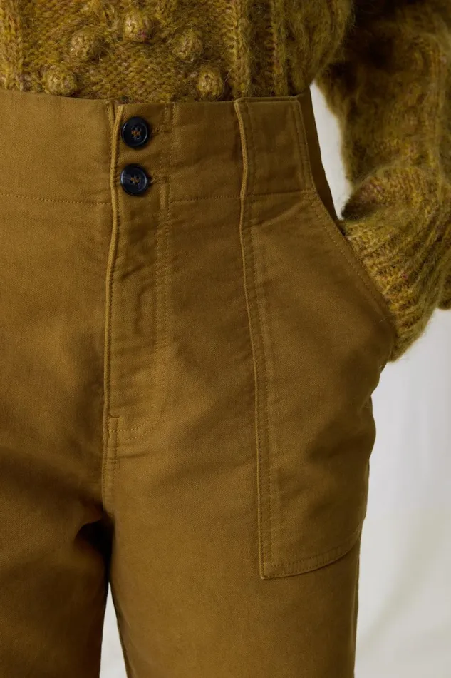 Pants and Jeans Women Leon and Harper Past Plain Trousers Mustard