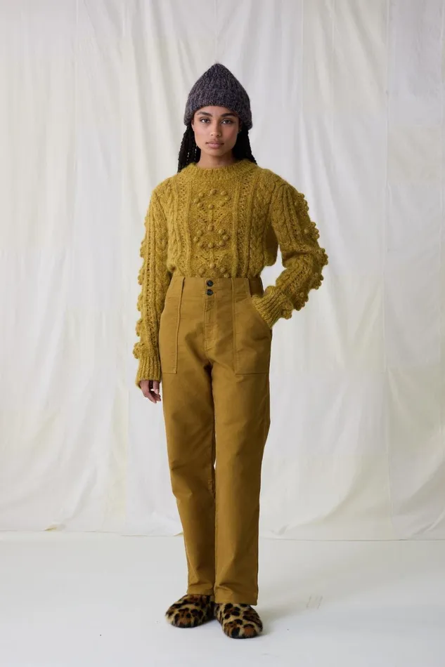 Pants and Jeans Women Leon and Harper Past Plain Trousers Mustard
