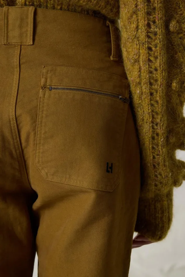 Pants and Jeans Women Leon and Harper Past Plain Trousers Mustard