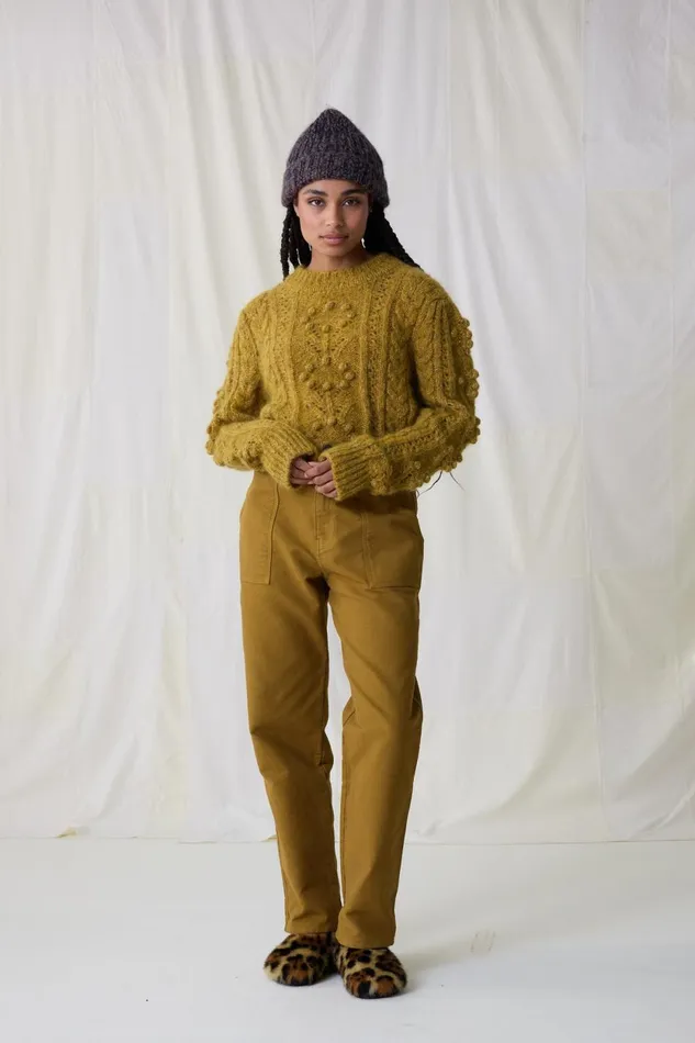 Pants and Jeans Women Leon and Harper Past Plain Trousers Mustard