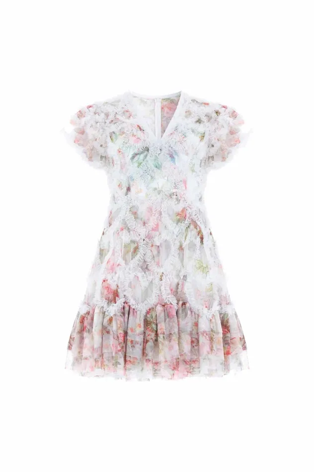 Paradise Garden Amorette VNeck Micro Mini Dress Multi Women Needle and Thread Dresses