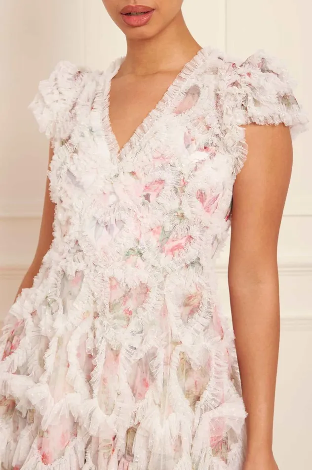 Paradise Garden Amorette VNeck Micro Mini Dress Multi Women Needle and Thread Dresses