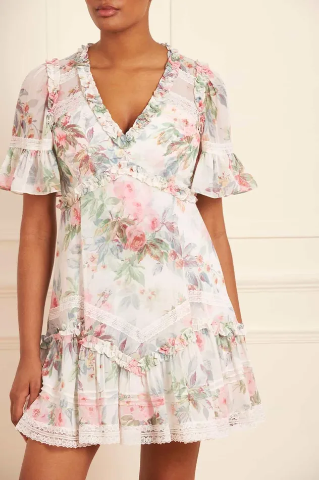 Paradise Garden Sonata Georgette Micro Mini Dress Multi Women Needle and Thread Dresses