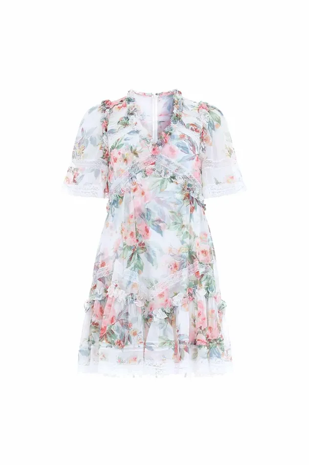 Paradise Garden Sonata Georgette Micro Mini Dress Multi Women Needle and Thread Dresses
