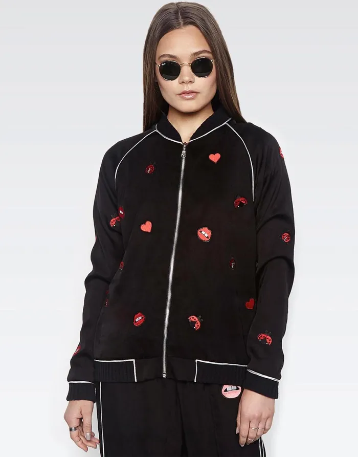 Paris Ladybug Love Kiss Black Women039s Lauren Moshi Jackets