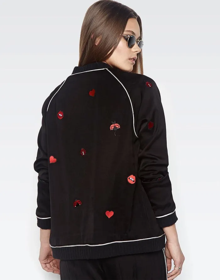 Paris Ladybug Love Kiss Black Women039s Lauren Moshi Jackets