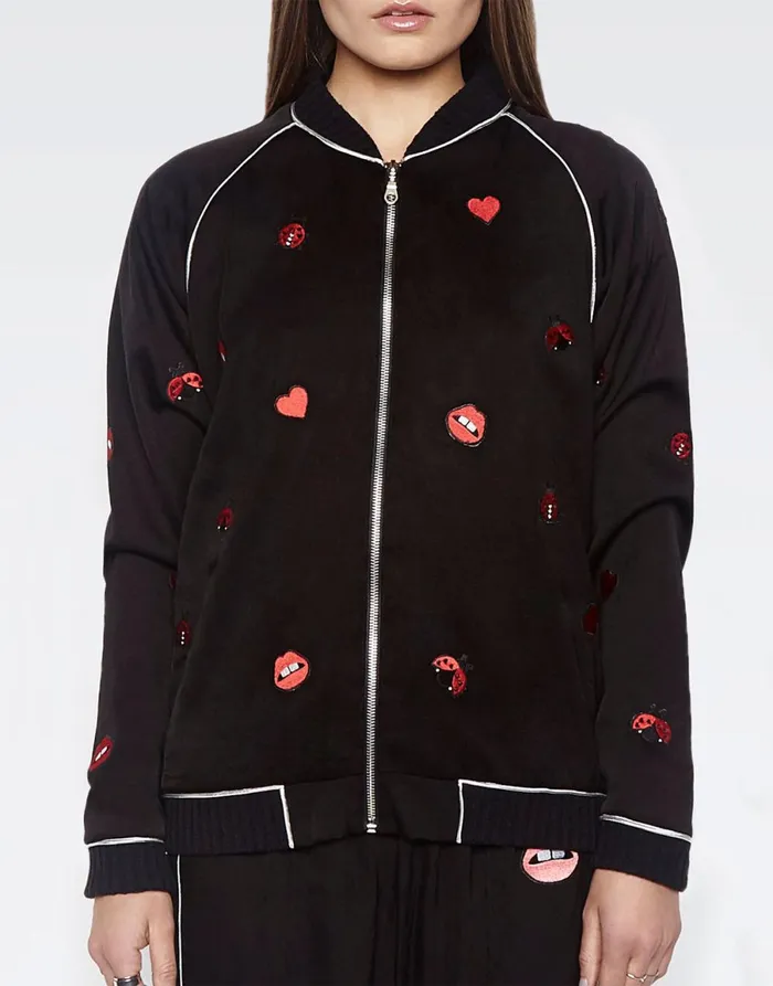 Paris Ladybug Love Kiss Black Women039s Lauren Moshi Jackets
