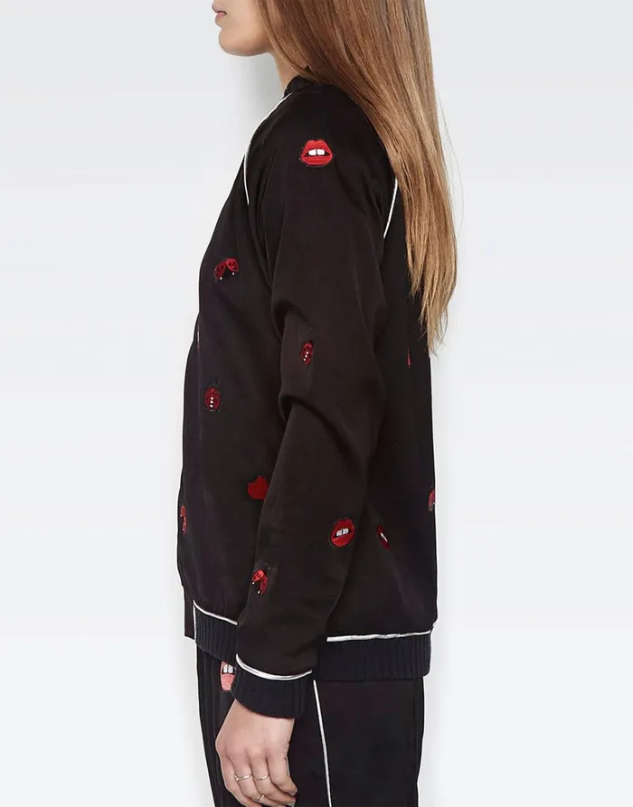 Paris Ladybug Love Kiss Black Women039s Lauren Moshi Jackets