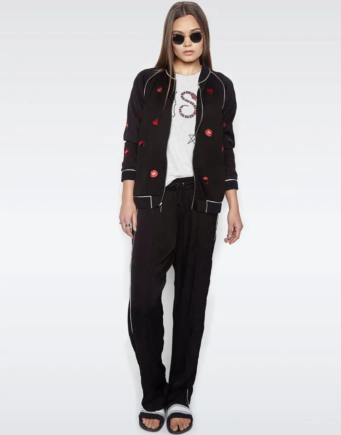 Paris Ladybug Love Kiss Black Women039s Lauren Moshi Jackets