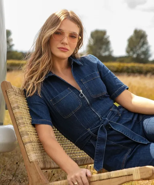 Petite Collection Apparel Joebrowns Roxie Denim Jumpsuit BlackBlue
