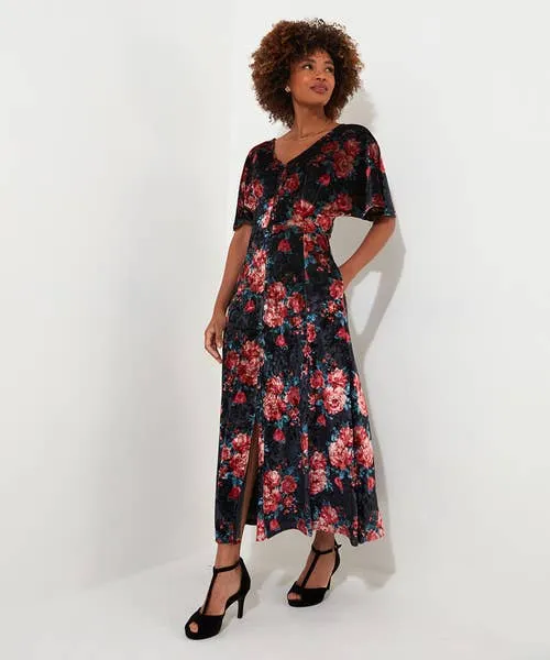 Petite Collection Apparel Radiant Rose Velour Dress Black Joebrowns