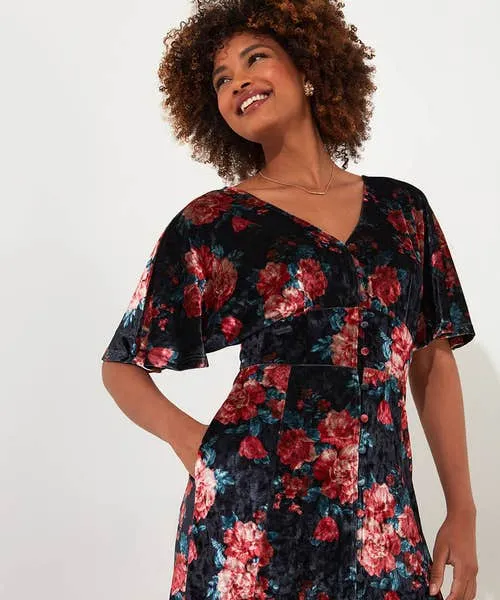 Petite Collection Apparel Radiant Rose Velour Dress Black Joebrowns Petite Collection Apparel Radiant Rose Velour Dress Black Joebrowns