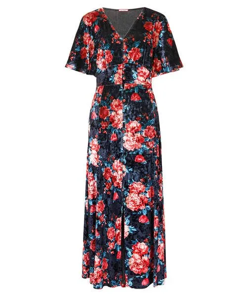 Petite Collection Apparel Radiant Rose Velour Dress Black Joebrowns Petite Collection Apparel Radiant Rose Velour Dress Black Joebrowns