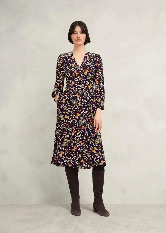 Petite Dresses Women HOBBS Petite Zainah Dress Navy Multi