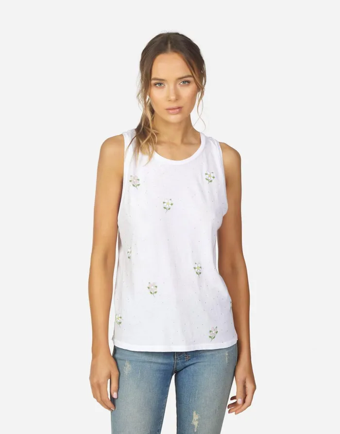 Peyton Daisy Crystal White Women039s Lauren Moshi Tanks
