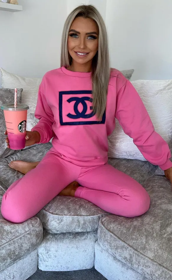 Pink Cg Print Sweatshirt Women Missfiga LoungewearTracksuits