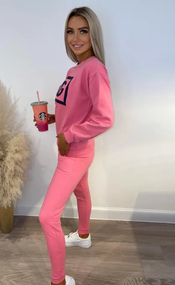 Pink Cg Print Sweatshirt Women Missfiga LoungewearTracksuits Pink Cg Print Sweatshirt Women Missfiga LoungewearTracksuits