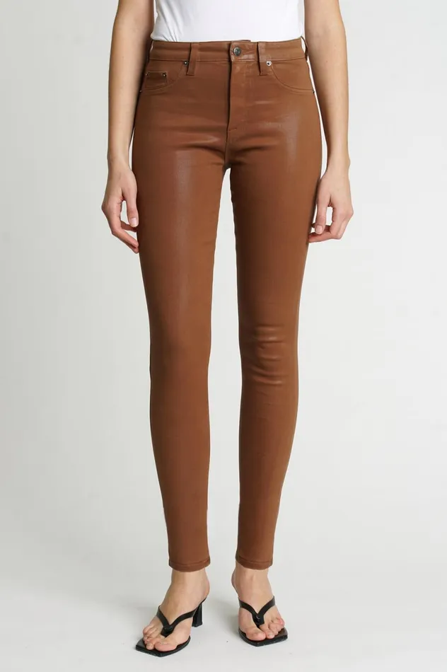 Pistola Denim Aline High Rise Skinny 8211 Coated Cognac Women Denim