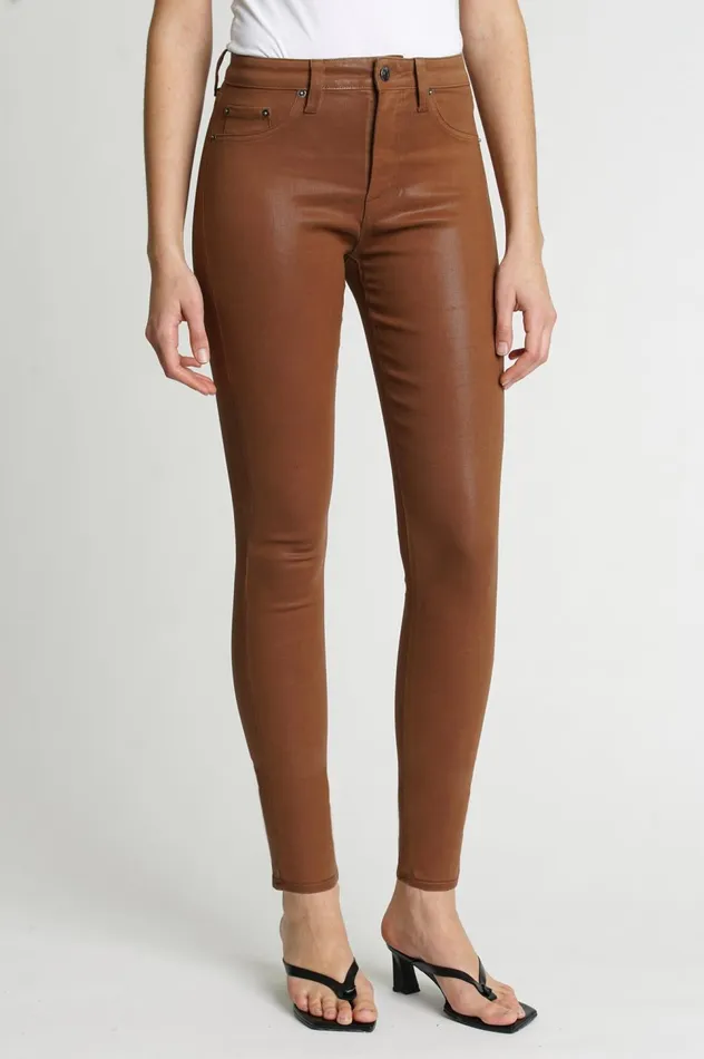 Pistola Denim Aline High Rise Skinny 8211 Coated Cognac Women Denim