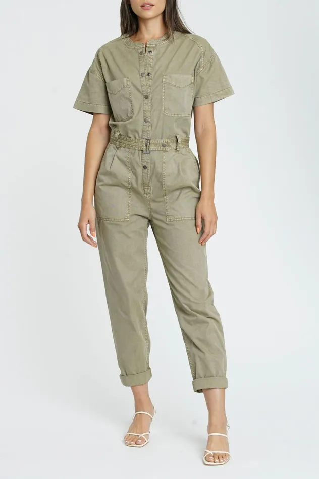 Pistola Denim Freya Belted Field Suit 8211 Kelp Women Jumpsuits and Dresses
