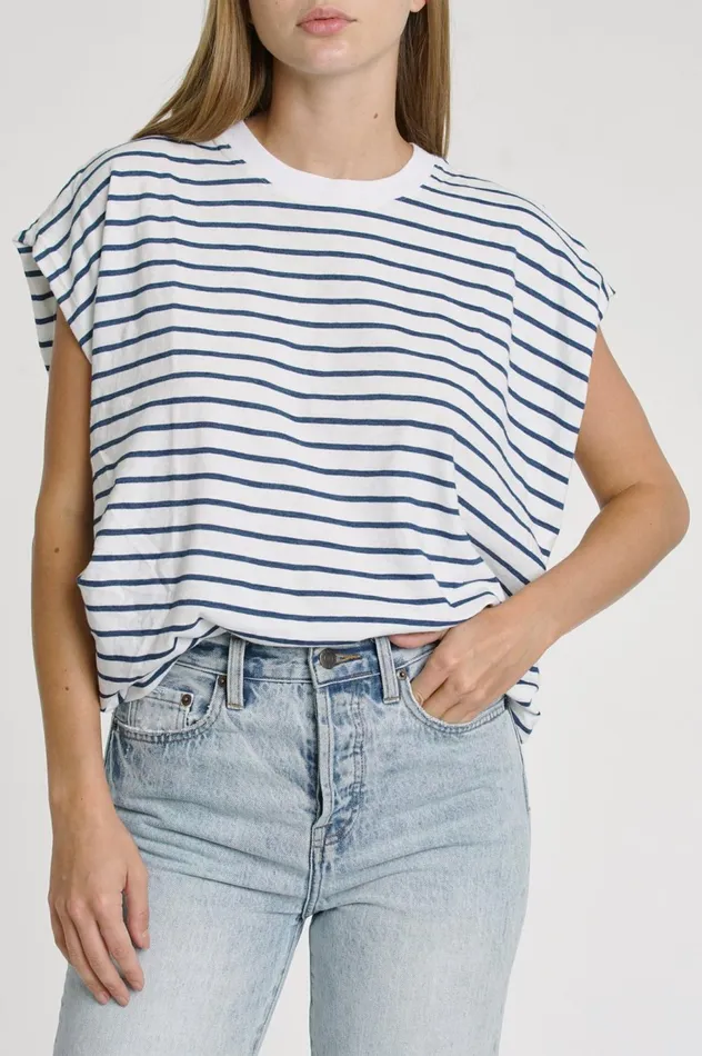 Pistola Denim Trina Muscle Tee 8211 Ocean Stripe Women Tops