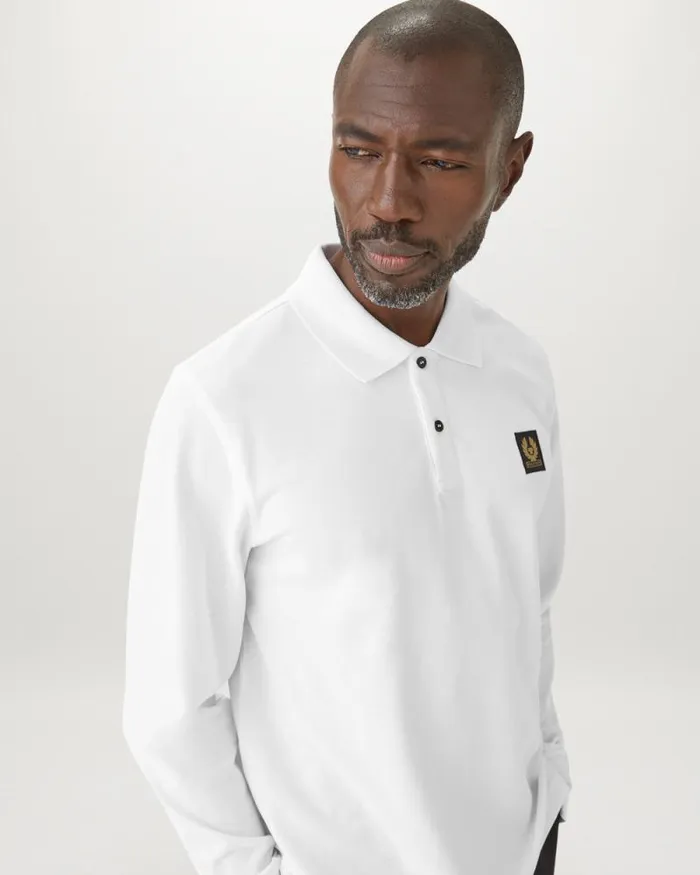 Polo Shirts Men Belstaff Belstaff Long Sleeved Polo White Polo Shirts Men Belstaff Belstaff Long Sleeved Polo White