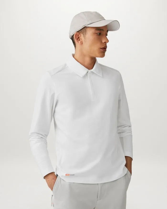 Polo Shirts Men Belstaff Challenger Long Sleeve Polo White Polo Shirts Men Belstaff Challenger Long Sleeve Polo White