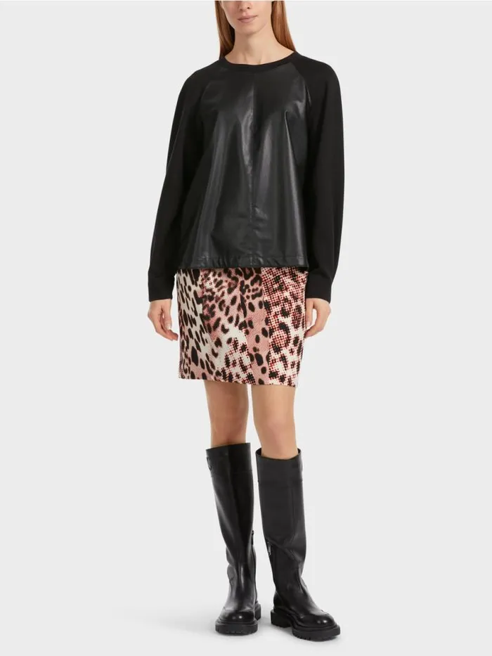 Pullover and Sweatshirts Damen Marc Cain Raglan Sweatshirt Mit Materialmix Black