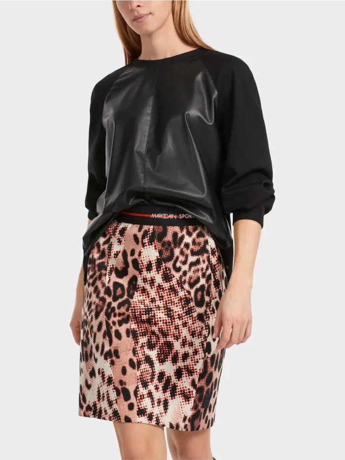 Pullover and Sweatshirts Damen Marc Cain Raglan Sweatshirt Mit Materialmix Black